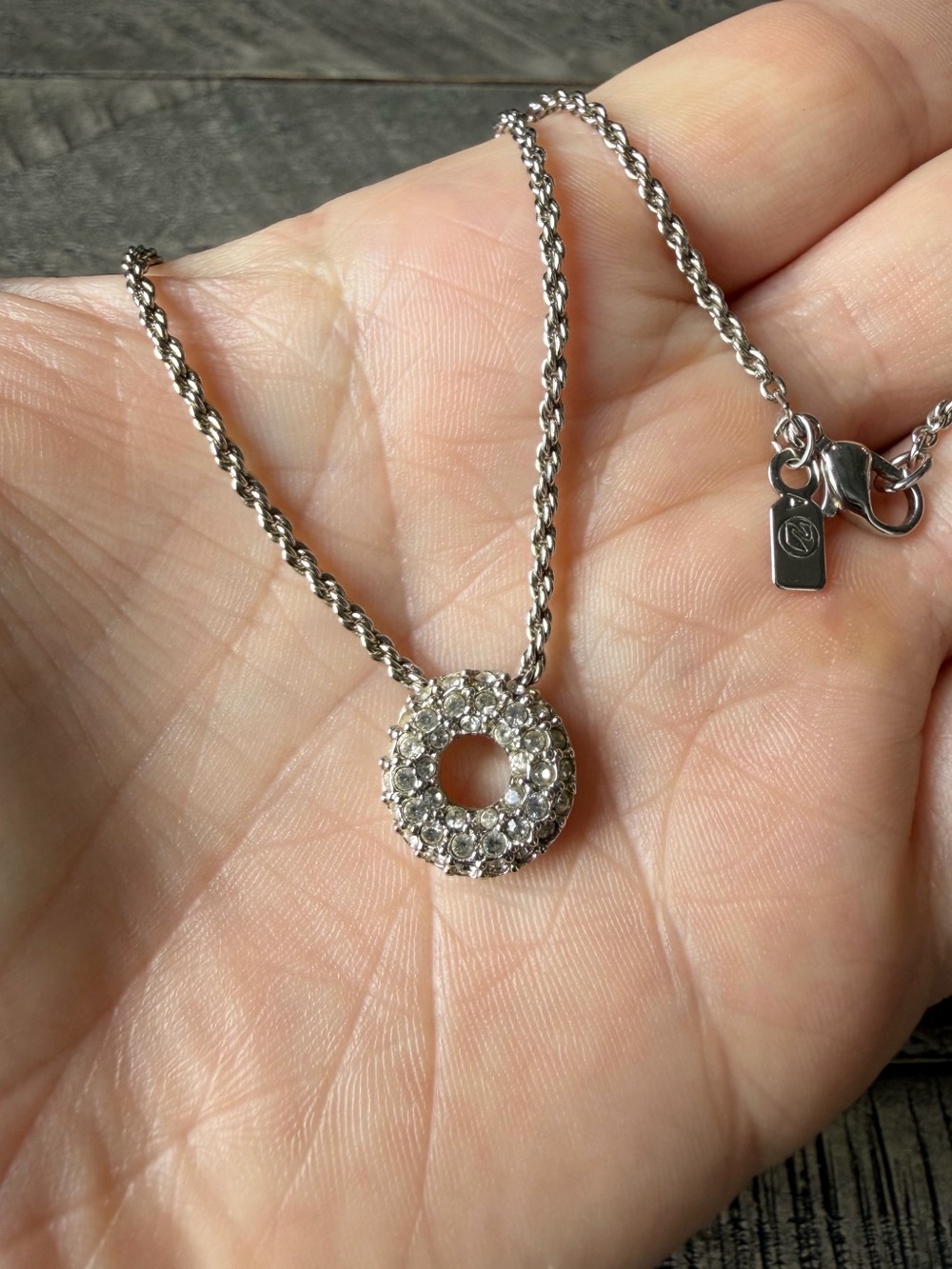 Swarovski Pave Crystal Donut Pendant Necklace